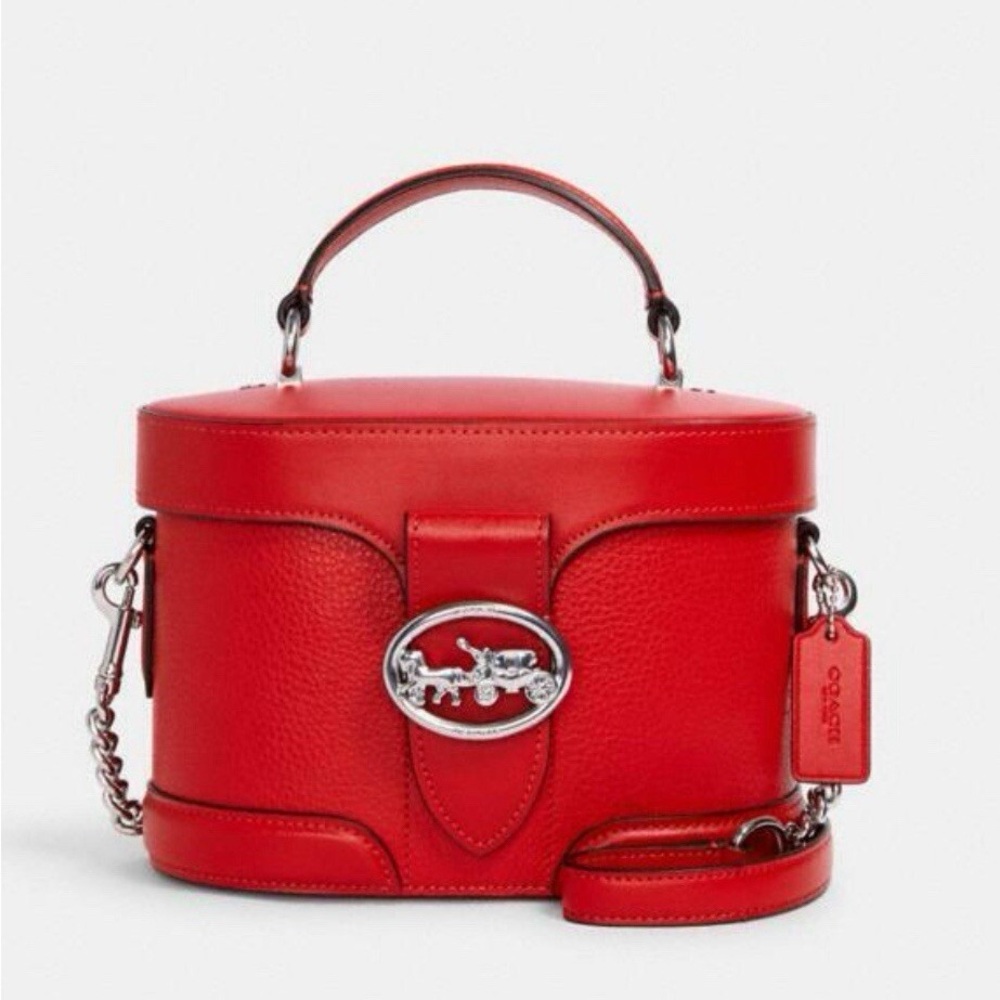 Coach Georgie Gem Red Structured Top-Handle Shoulder Bag
